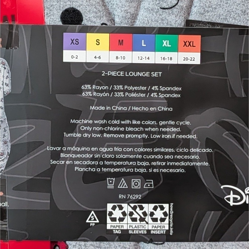New Disney Mickey Mouse Women's Lounge Sleepwear Pajama Set 2-Piece Medium 8-10 - Picture 6 of 6